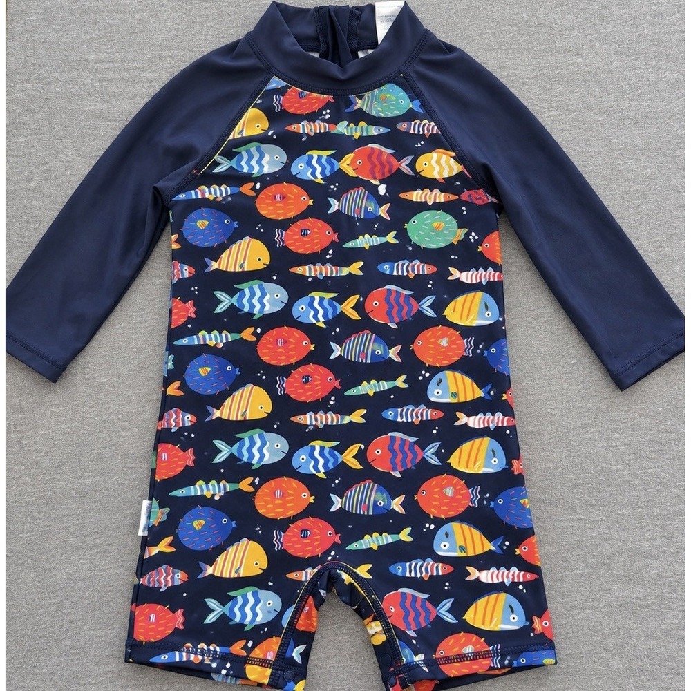 Up & Fast Long Sleeve Swim Rash Guard Swim Romper Fish 18-24M Excellent
